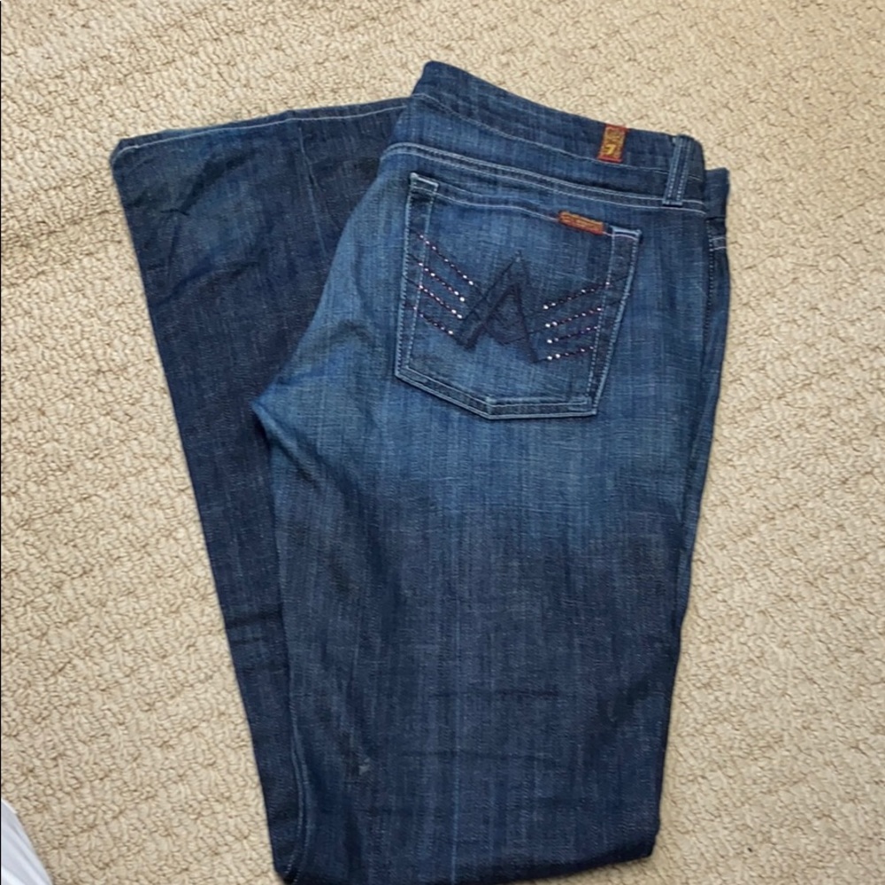 Swarovski crystal A pocket boot cut jeans